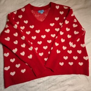 CeCe Red and White Heart Valentines Sweater